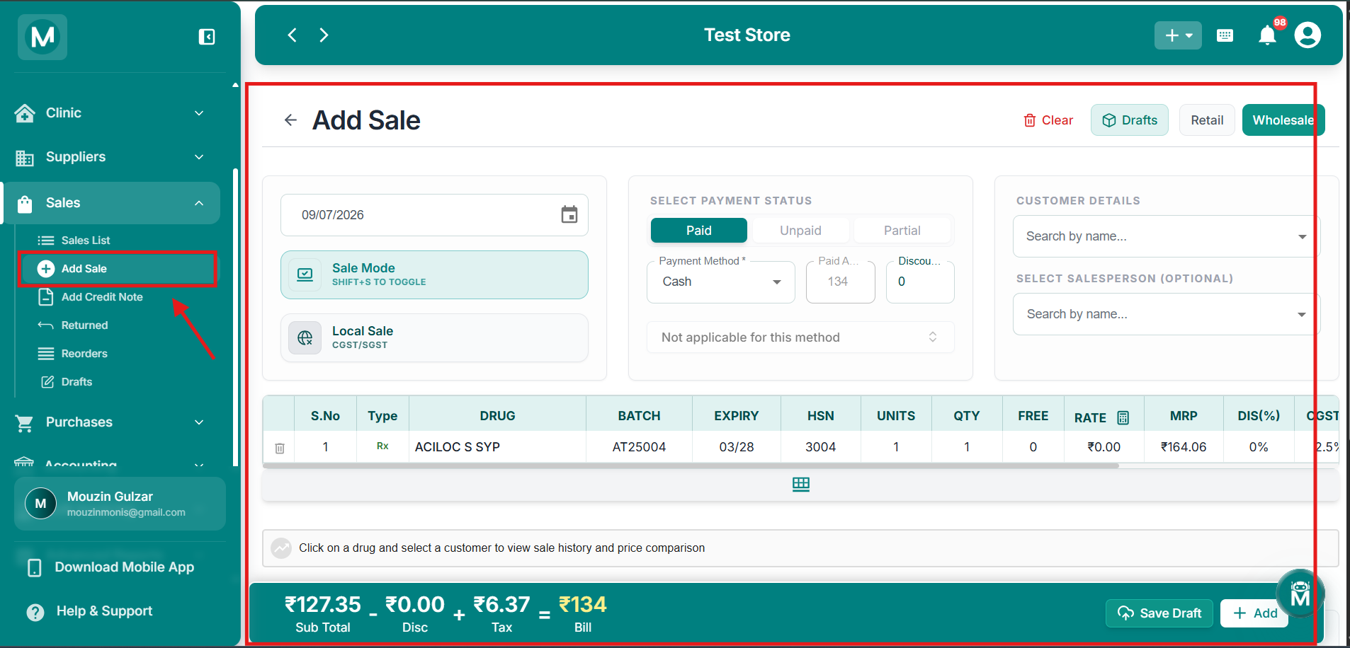 Add Sale