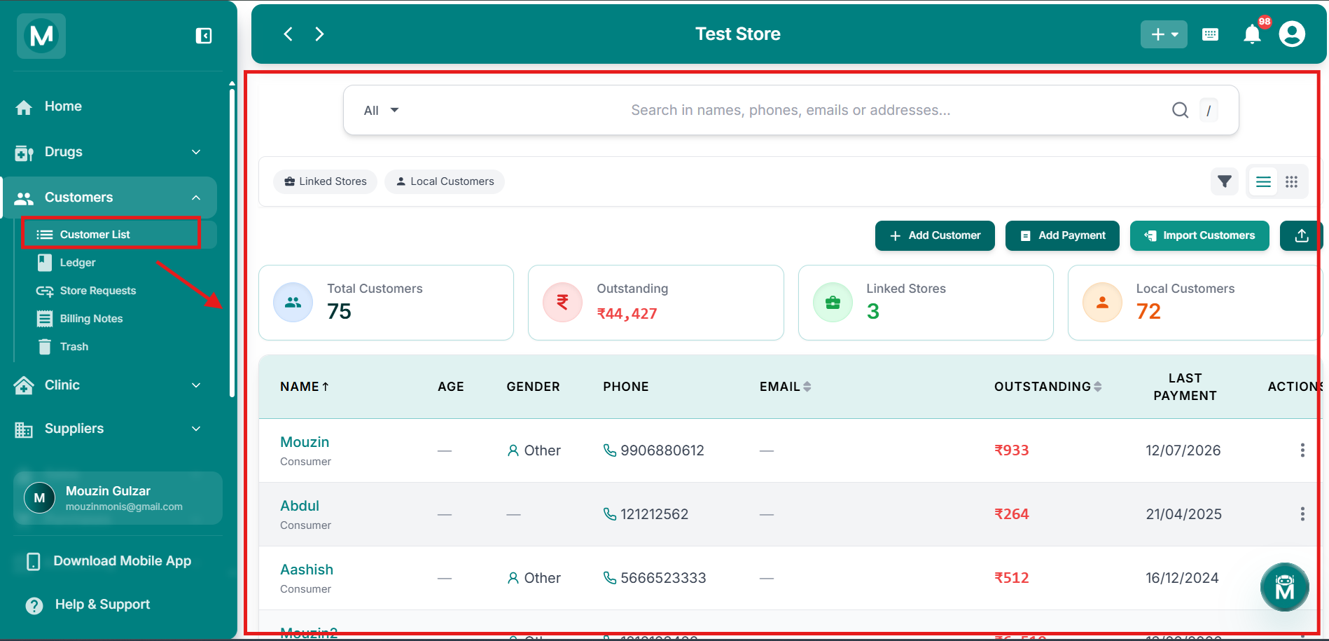 Customer List