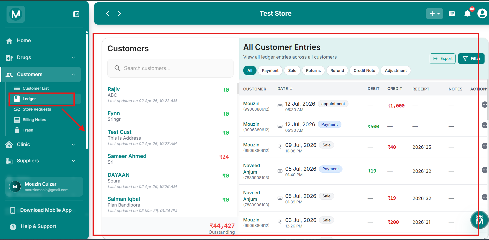 Customer Ledger