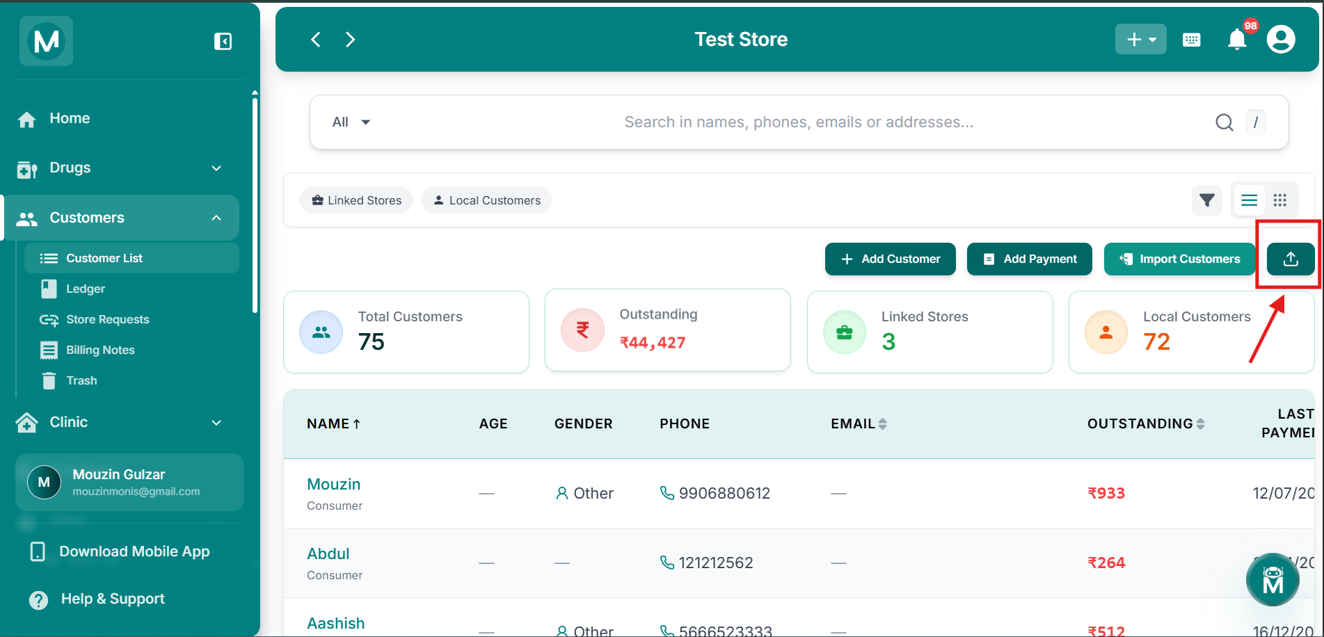 Export Customers